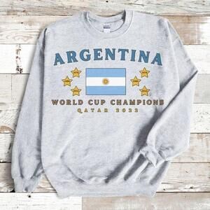 Argentina World Champions Three Stars Soccer Crewneck Sweatshirt